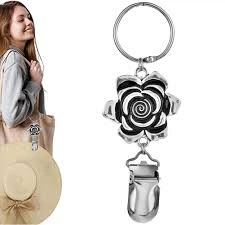 Тримач для капелюха на сумку та рюкзак Flower Clip, металева кліпса-брелок Античне срібло
