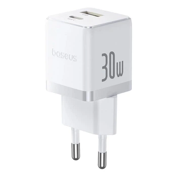 Мережевий зарядний пристрій на 30W Baseus Palm Fast Charger (USB-A, Type-C, QC3.0, PD3.0). White