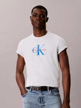 Футболка хлопковая длинная мужская Calvin Klein 4RB861G-CHE(Misty Blue) 2XL Светло-голубая (196669614587)