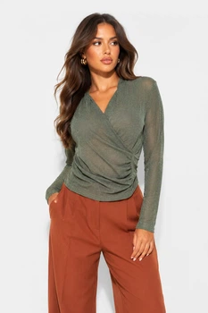 Кофта женская однотонная тёмно-зеленого цвета Fashion размер 42-44 (217190)