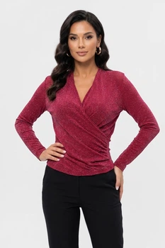 Кофта женская однотонная бордового цвета Fashion размер 42-44 (217186)