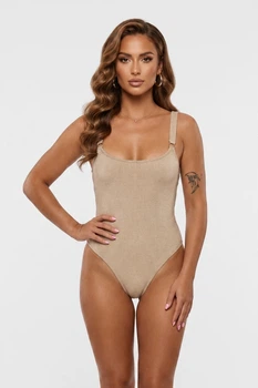 Боди женское однотонное бежевого цвета Fashion размер 48 (217273)