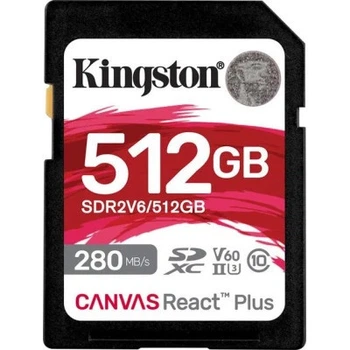 Карта памяти Kingston 512GB SDXC class 10 UHS-II U3 Canvas React Plus