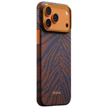 Карбоновый чехол Pitaka Edge Case Breath of Veins PitaTap™ (Camera Control) Burning Orange для iPhone 17 Pro (BV1701P)