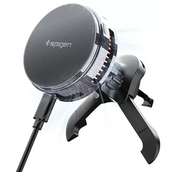 Автомобильное зарядное устройство Spigen Essential MagSafe Qi2.2 25W Peltier Wireless Car Charger Air Vent EV25MFAQ Black (ACP10511)