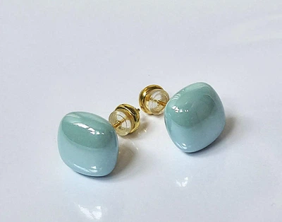 Женские сережки "Квадратики" 1.2см jewelry Голубые