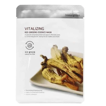 Маска для обличчя тканинна BeauuGreen з екстрактом женьшеню Vitalizing Red Ginseng Essence 23 г