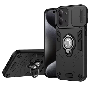 Противоударный чехол Camshield для Xiaomi Redmi 15C 173mm с кольцом-держателем Черный