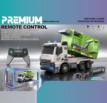 Спецтехніка на радіокеруванні OKL 001-3 “Сміттєвоз”, акумулятор 3.7V, пульт, підсвічування, рухливі елементи, в коробці