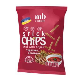 Сухарики Stick ТМ "MB FOODY" з телятиною і аджикою 55г/ 9 шт
