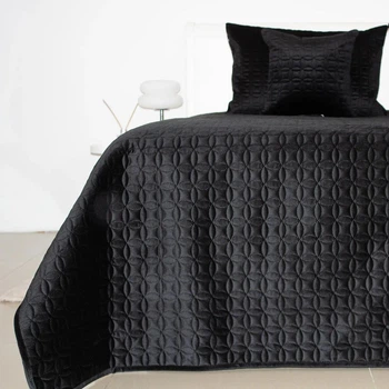 Покрывало евро ТЕП VELOUR Черный «Мозаика» 220×240 см велюровое стеганое