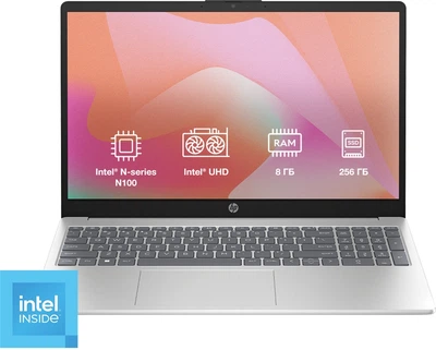Ноутбук HP Laptop 15-fd0112ua (DM8C0EA) Natural Silver / 15.6" IPS / Intel N100 / RAM 8 ГБ / SSD 256 ГБ
