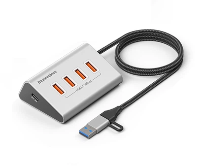 USB 3.2 Gen 2 хаб Blueendless HU406 4 в 1 hub 60см металевий