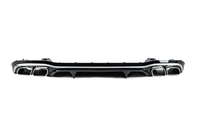 Диффузор заднего бампера с насадками AMG-Line Silver для Mercedes E-class W213 2020-2024