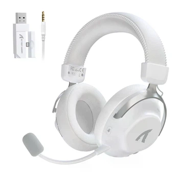 Геймерська бездротова (Bluetooth + 2,4G) гарнітура Attack Shark L50 PRO, 7.1, 1100mAh White/Білі (L50PROW)