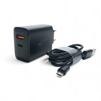 Зарядное устройство 4you A52 с быстрой зарядкой PD 22.5W QC 3.0 с кабелем Micro USB Black