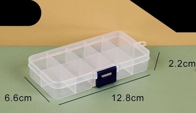 Органайзер 10 ячейок пластиковий для рукоділля 12.8×6.6×2.2 см (прозорий)