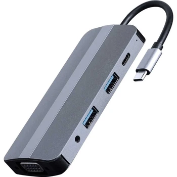 Порт-реплікатор CABLEXPERT 8-in-1 USB-C to HDMI/VGA/USB3.1/PD/AUX/CR (A-CM-COMBO8-02)
