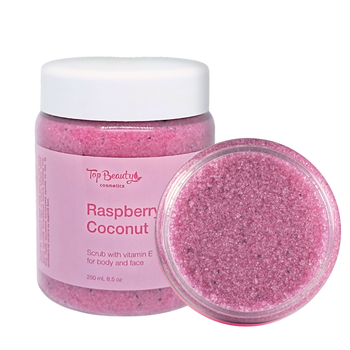 Скраб для обличчя та тіла Top Beauty Raspberry Coconut з ароматом малини та кокосовою олією 250 мл
