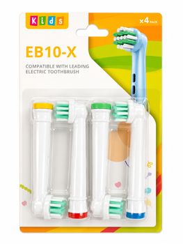Дитячі насадки EB10-X для електричної зубної щітки Oral-B Kids, білі, м'які щетинки DuPont Soft, 4 шт