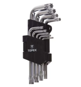 Набір ключів шестигранних Torx Topex (T10-T50, 9 шт) ключі зіркоподібні короткі (22743)