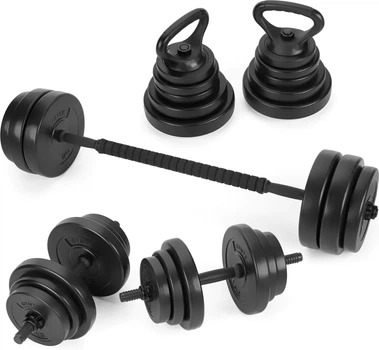 Набір композитних гантелей 2 × 20 кг + гиря 3в1 Gymtek G-42297 Чорний (5905884422977)