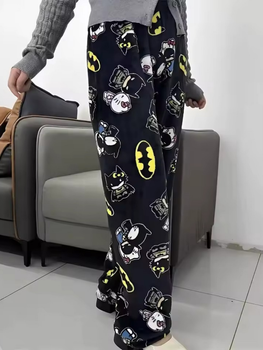 Штаны пижамные плюшевые теплые Batman x Hello Kitty домашние штаны Бэтмен Хэллоу Китти, XS-S
