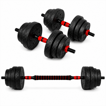 Гантели композитные со Штангой Champion X-venum 2шт 55см 12.5 кг Черно-Красный
