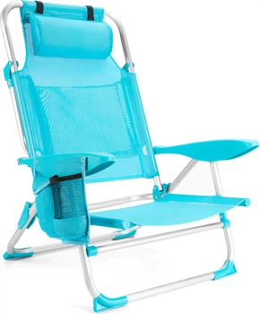 Krzesło plażowe Outtec 2w1 z funkcją leżaka Sun Lite Turkusowe 187737 (5907766662716)