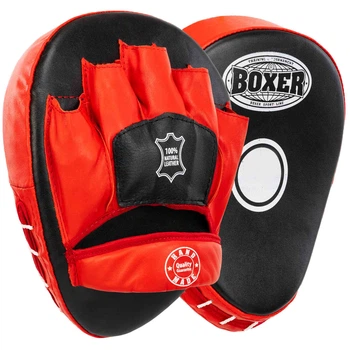 Лапа Вигнута шкіряна (2шт) BOXER Pro (р-р 19х23х4см, Чорний-червоний) (2010-01_Чорно-червоний)