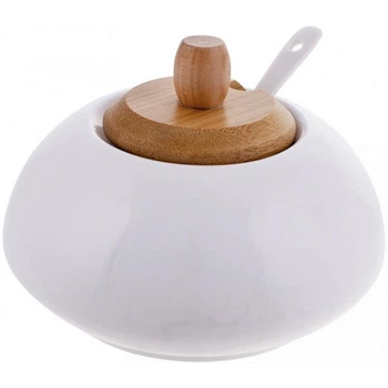 Цукорниця Ceram Bamboo Ø12х9см з ложкою і дерев'яною кришкою (137232)
