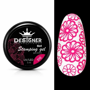 Гель-краска Stamping Gel Paint 3в1 (ярко-розовая S16) 5 мл для стемпинга, аеропуффинга и росписи