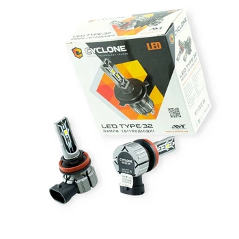 Автолампа LED H8, H9, H11, H16 12V Type 32 15W 6000K 4800L радіатор CYCLONE