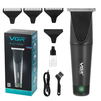 Триммер для стрижки волос VGR V925 10 Вт профессиональный с LED-дисплеем и 3 насадками беспроводной для бороды и усов Черный 15х4,5х3,5 см