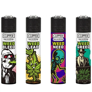 Набір кремнієвих запальничок Clipper Standard Weed Rhyme, 4 шт, 75 х 16 мм