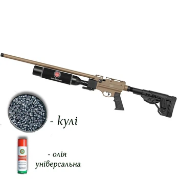 Пневматична гвинтівка PCP Optima Factor FDE 4.5мм з кулями 400 шт та олією 200мл — високоточна редукторна пневматика