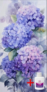 Алмазна мозаїка на підрамнику ColorArt 30x50 Гортензії + голограмні алмазики TPP912 + Подарунок лак для покриття