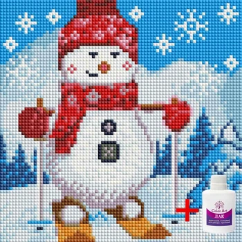 Алмазна вишивка для дітей на підрамнику ColorArt Сніговик 20х20 DDP1217 + Подарунок лак для покриття