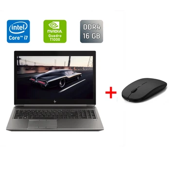 Мобильная рабочая станция Б-класс HP zBook 15 G6 / 15.6" (1920x1080) IPS / Intel Core i7-9850H (6 (12) ядер по 2.6 - 4.6 GHz) / 16 GB DDR4 / 400 GB SSD / nVidia Quadro T1000, 4 GB GDDR5, 128-bit / Fingerprint / WebCam б/у + Подарок Беспроводная мышь / USB