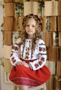 Вишиванка для дівчинки Загадка бордова 116
