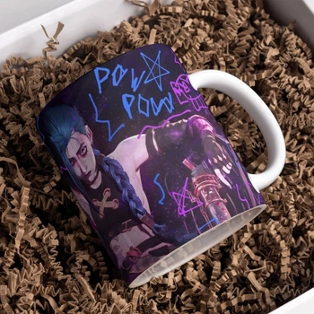 Чашка чорна хамелеон з блискітками матова Arcane Jinx Аркейн Джинкс 330 мл (СД00407)
