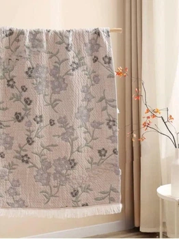 Полотенце муслиновое лицевое Malloory Home 50*100 см Цветы на бежевом