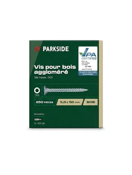 Шурупы по дереву Parkside 5,0 x 50 мм (250 шт) TX25 + бита в комплекте