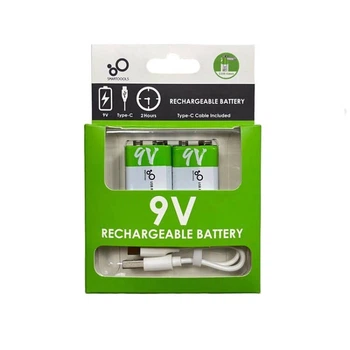 Батарейка Крона 6f22 аккумуляторная, зарядка через USB Type-C от Smartoools на 9V/650mAh 2 ШТ.