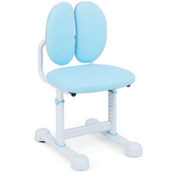 Дитячий регульований навчальний стілець Costway з подвійною м’якою спинкою та підніжкою, блакитний