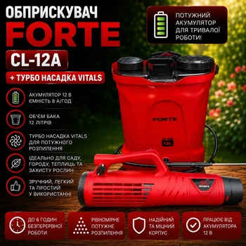 Опрыскиватель Forte CL-12A и турбо насадка Vitals Spr 2612k