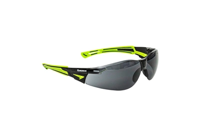 Затемнені окуляри захисні відкритого типу з зеленими гумовими елементами в оправі Sizam I-Max чорні 35066