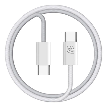 Кабель MAKE Type-C to Type-C PD 65W 1м Nylon White
