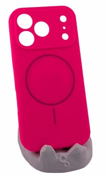 Чехол Silicone Case Magnetic для Apple iPhone 17 Pro бампер с микрофиброй розовый
