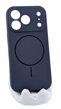 Чехол Silicone Case Magnetic для Apple iPhone 17 Pro бампер с микрофиброй темно-синий